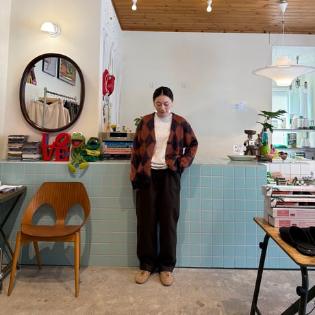 PHEENY / Kid Mohair Diamond Check Cardigan