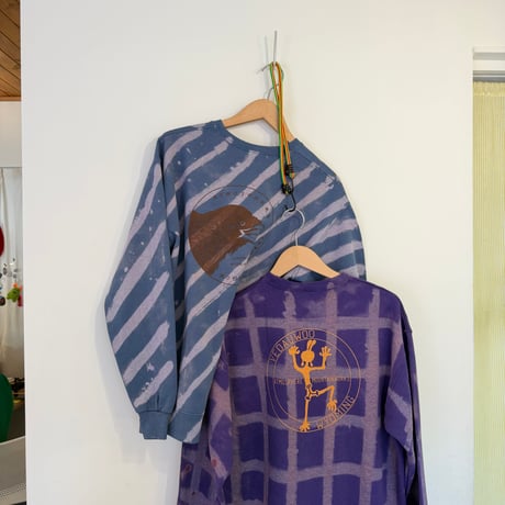 ATMOSPHERE MOUNTAIN WORKS / DISCHARGE PRINTED CREW *VEDAUWOO