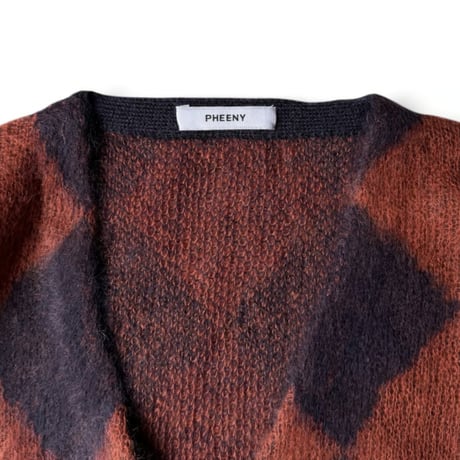 PHEENY / Kid Mohair Diamond Check Cardigan