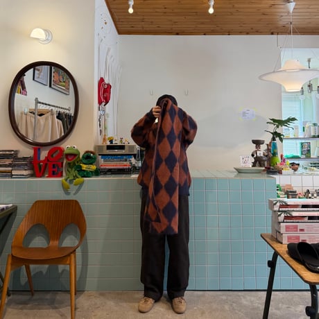 PHEENY / Kid Mohair Diamond Check Muffler
