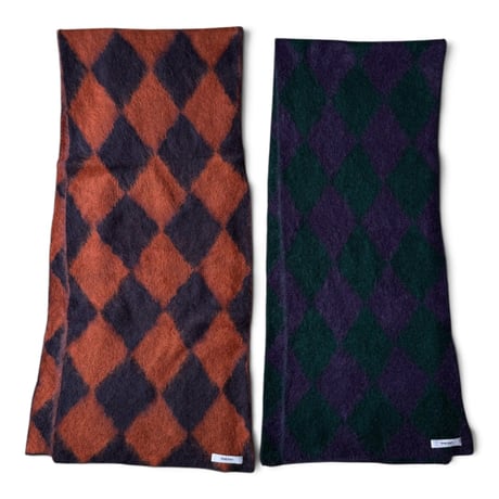 PHEENY / Kid Mohair Diamond Check Muffler