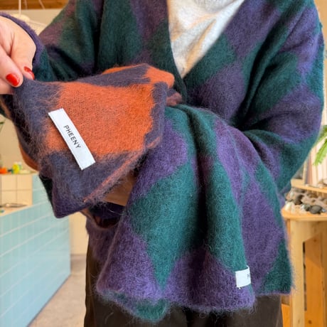 PHEENY / Kid Mohair Diamond Check Muffler