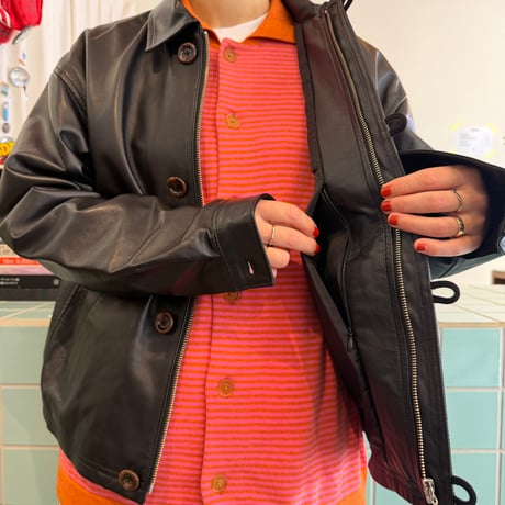 PHINGERIN / LOOP FRONT LEATHER JACKET