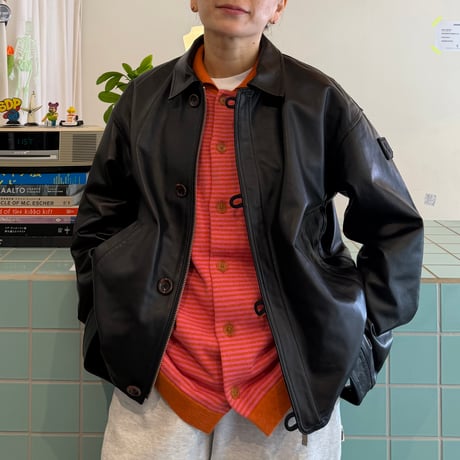 PHINGERIN / LOOP FRONT LEATHER JACKET