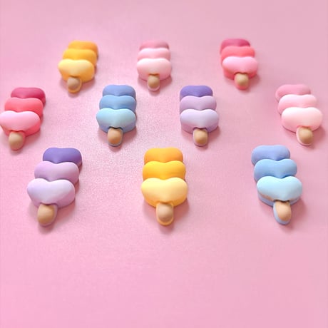 【10個】グラデーションハート3色だんご デコパーツ【177】