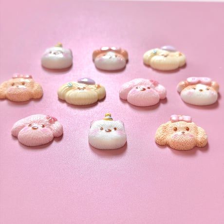 【10個】ふわもこアニマルフェイス デコパーツ【175】