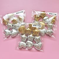 【B品10個】メタリックミラーハートスター【198】