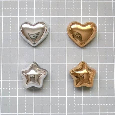 【B品10個】メタリックミラーハートスター【198】