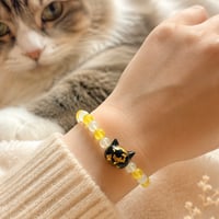 【大人からお子様まで】ホタルガラス（猫玉）の天然石ブレスレット｜キャッツアイ＆イエローアゲート