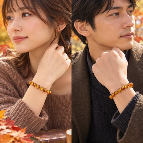 【おひとり様1点まで】天然琥珀 花アンバー ブレスレット 8mm｜フラワーアンバー アンバー 天然石 男女兼用｜コハク（アンバー）