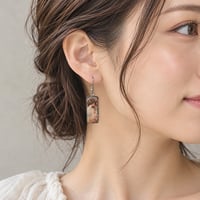 ミュシャ 桜草・羽根 ピアス・イヤリング｜アール・ヌーヴォー 絵画アクセサリー スクエア