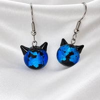 【超希少】ホタルガラス 猫玉ピアス・イヤリング(1.2㎝）｜アレルギー対応