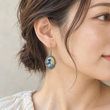 葛飾北斎《神奈川沖浪裏》 ピアス・イヤリング｜アンティーク調アクセサリー