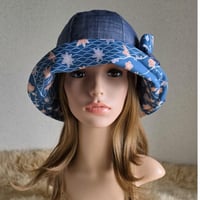 薄手デニム×浴衣地★約59.7㎝★フィット hatリボン