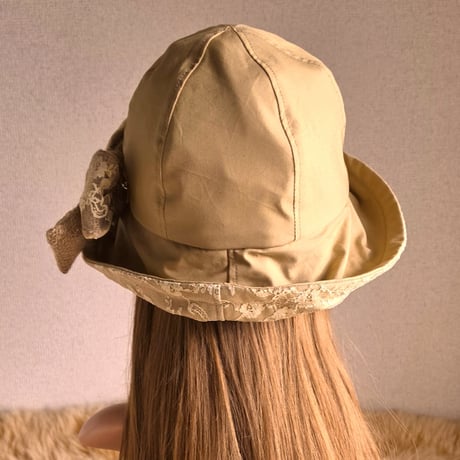 ベージュ系×ムラ染リボン★約62㎝★フィット hatリボン