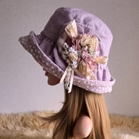 くすみピンク系×刺繍★約63.5㎝★日差しに負けない★ギャザーフリル 帽子