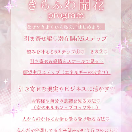 【9/7まで先行価格♡】きらふわ開花プログラム【動画講座】