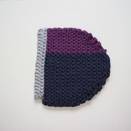 Reused textile rug　square　Purple