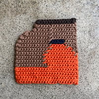 Reused textile rug　square  Orange
