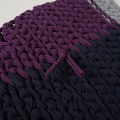 Reused textile rug　square　Purple