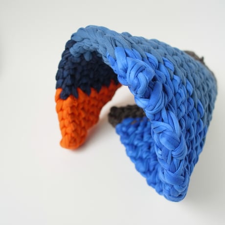 Reused textile rug　square　Blue