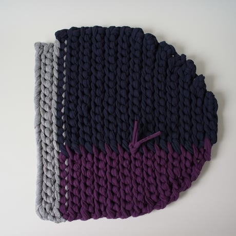 Reused textile rug　square　Purple