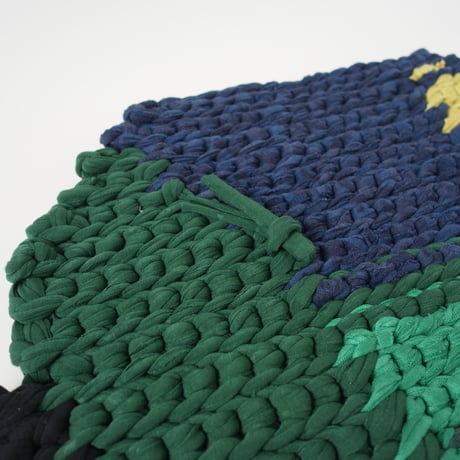 Reused textile rug　square　Green