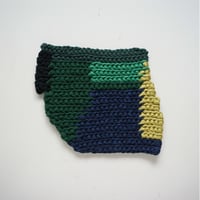 Reused textile rug　square　Green