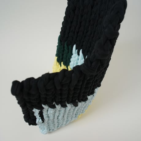 Reused textile rug　square　Black