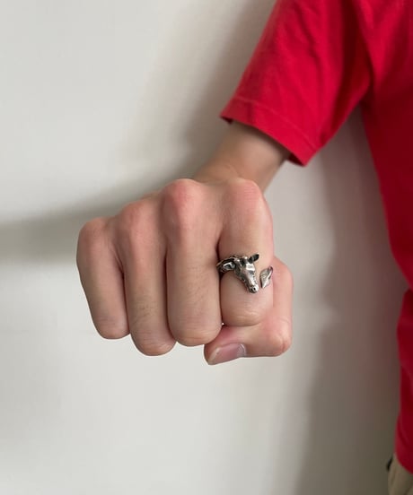 Vintage silver giraffe ring