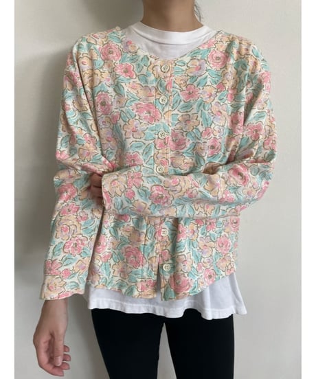 90s L.L.bean flower cardigan