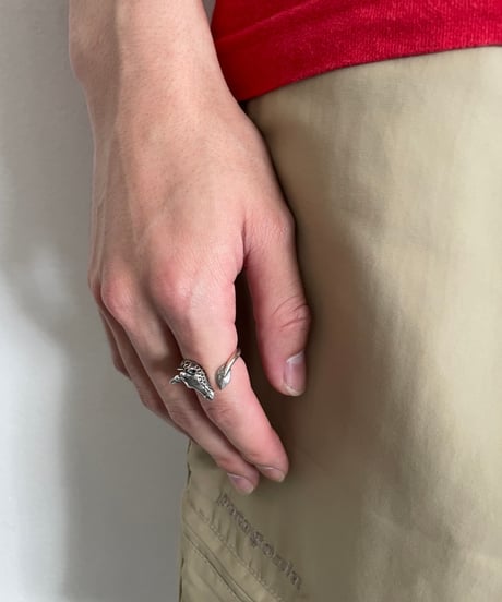 Vintage silver giraffe ring