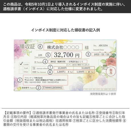 領収書　ミュージックローズ　バラと音符　複写　領収証