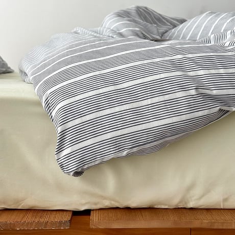 beddingsets-03186　gray stripe×yellow マルチストライプ 布団カバーセット