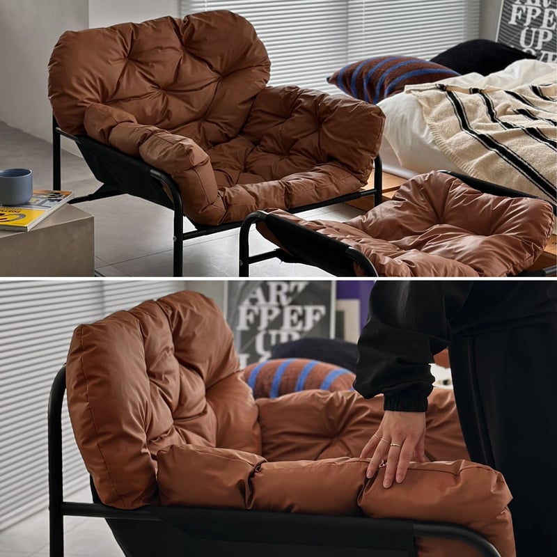 【B】ART OF BLACK パテッド ラウンジチェア 1人掛けソファブラウン 一部予約商品】 chair-03097 新色追加 ブラックフレーム パテッド