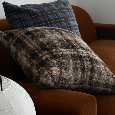 予約販売10月上旬～10月中旬頃発送予定　cu-03152　Checked Texture 起毛 クッションカバー 45cm×45cm