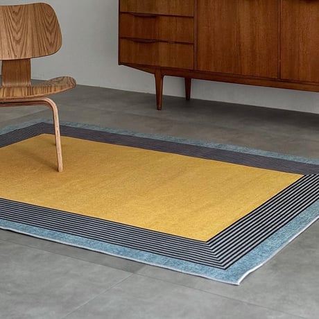 予約販売11月中旬～11月下旬頃発送予定　rug-03119　バイカラー ラインフレーム ラグ 140×200cm