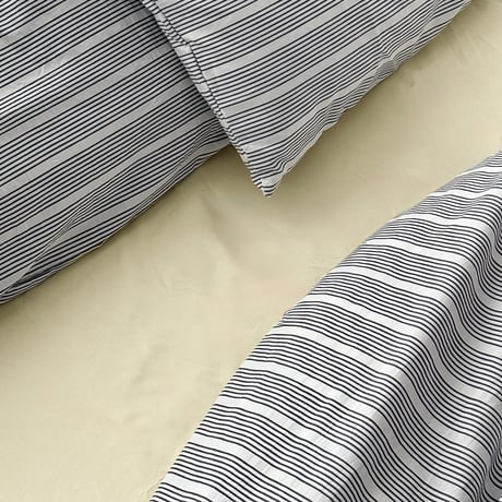 beddingsets-03186　gray stripe×yellow マルチストライプ 布団カバーセット
