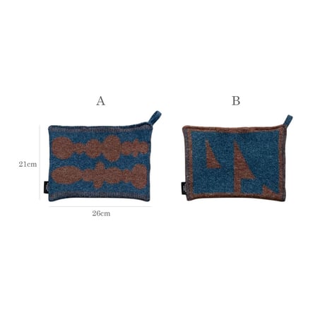 tissuebox-03096　geometric pattern ブルー×ブラウン ニット ティッシュケース
