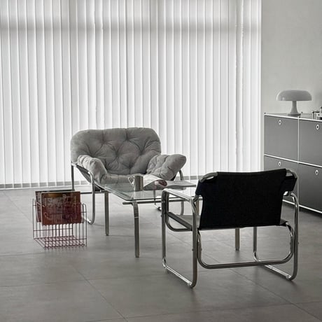予約販売12月上旬～12月中旬頃発送予定　chair-03119　Textured Fabric シルバーフレーム パテッド ラウンジチェア 1人掛けソファ