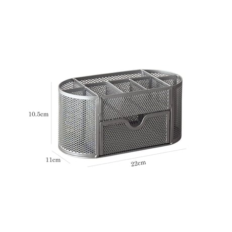 予約販売9月下旬～10月上旬頃発送予定　stationery-03060　メタルメッシュ オーバル型 デスクオーガナイザー シルバー