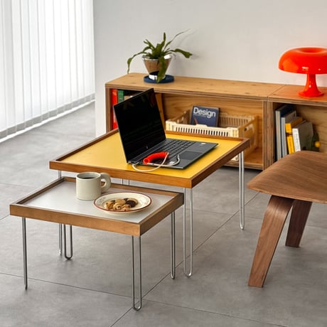 table-03218　天然木 カラー天板 ミニコーヒーテーブル 52×36cm