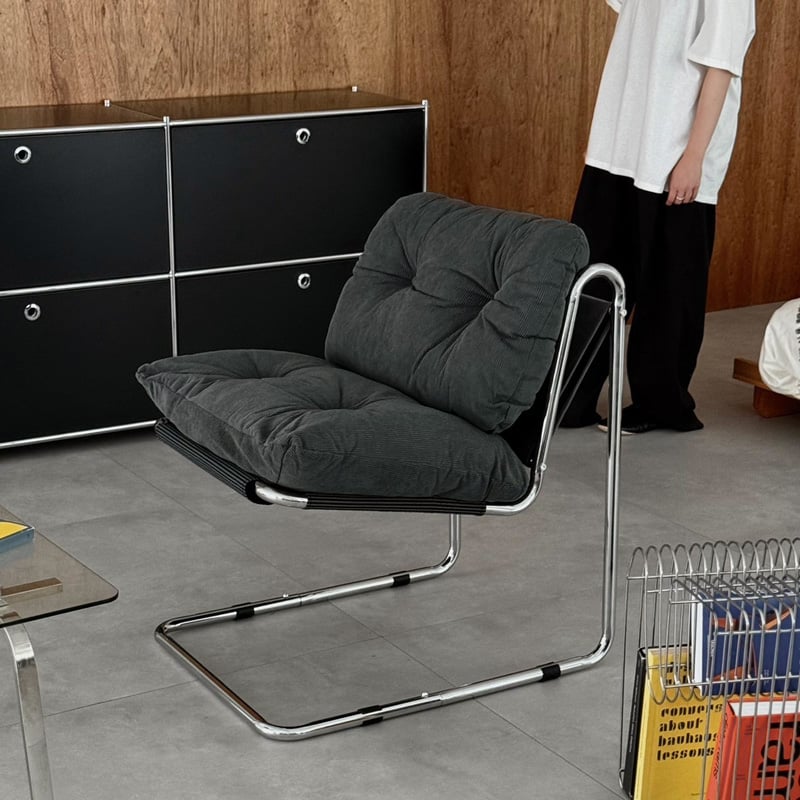 chair-03096 新色追加 コーデュロイ カンティレバーラウンジチェア 1人