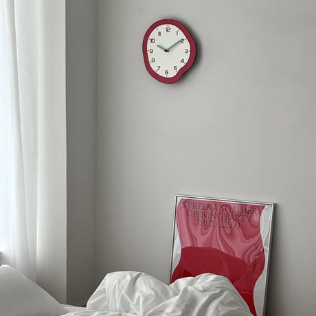 予約販売9月下旬～10月上旬頃発送予定　clock-03132　Red×Light blue ニュアンス ウォールクロック 掛け時計 静音