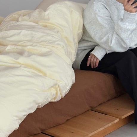 beddingsets-03098　cream×brown 布団カバーセット