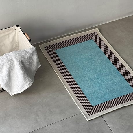 予約販売9月中旬～9月下旬頃発送予定　rug-03110　バイカラー ラインフレーム ラグ 50×80cm