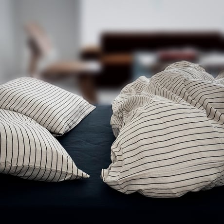 予約販売10月中旬～10月下旬頃発送予定　beddingsets-03193　 white×dark navy ピンストライプ 布団カバーセット