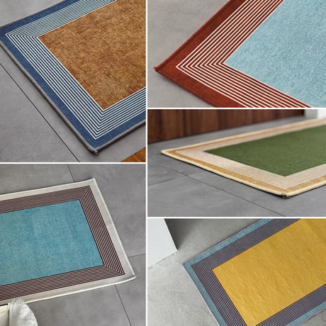 予約販売9月中旬～9月下旬頃発送予定　rug-03110　バイカラー ラインフレーム ラグ 50×80cm