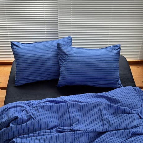 予約販売10月中旬～10月下旬頃発送予定　beddingsets-03195　blue×dark navy ピンストライプ 布団カバーセット