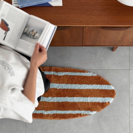 予約販売9月中旬～9月下旬頃発送予定　rug-03114　Brown×Mint ストライプ サーフボード ラグ 45cm×125cm